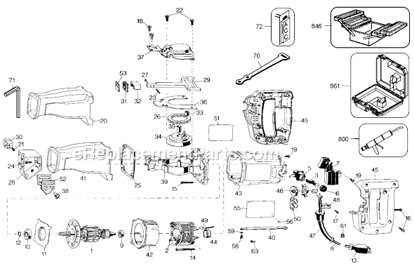 Page A Diagram and Parts List for 5321 Type 100 Black and Decker Reciprocating Saw